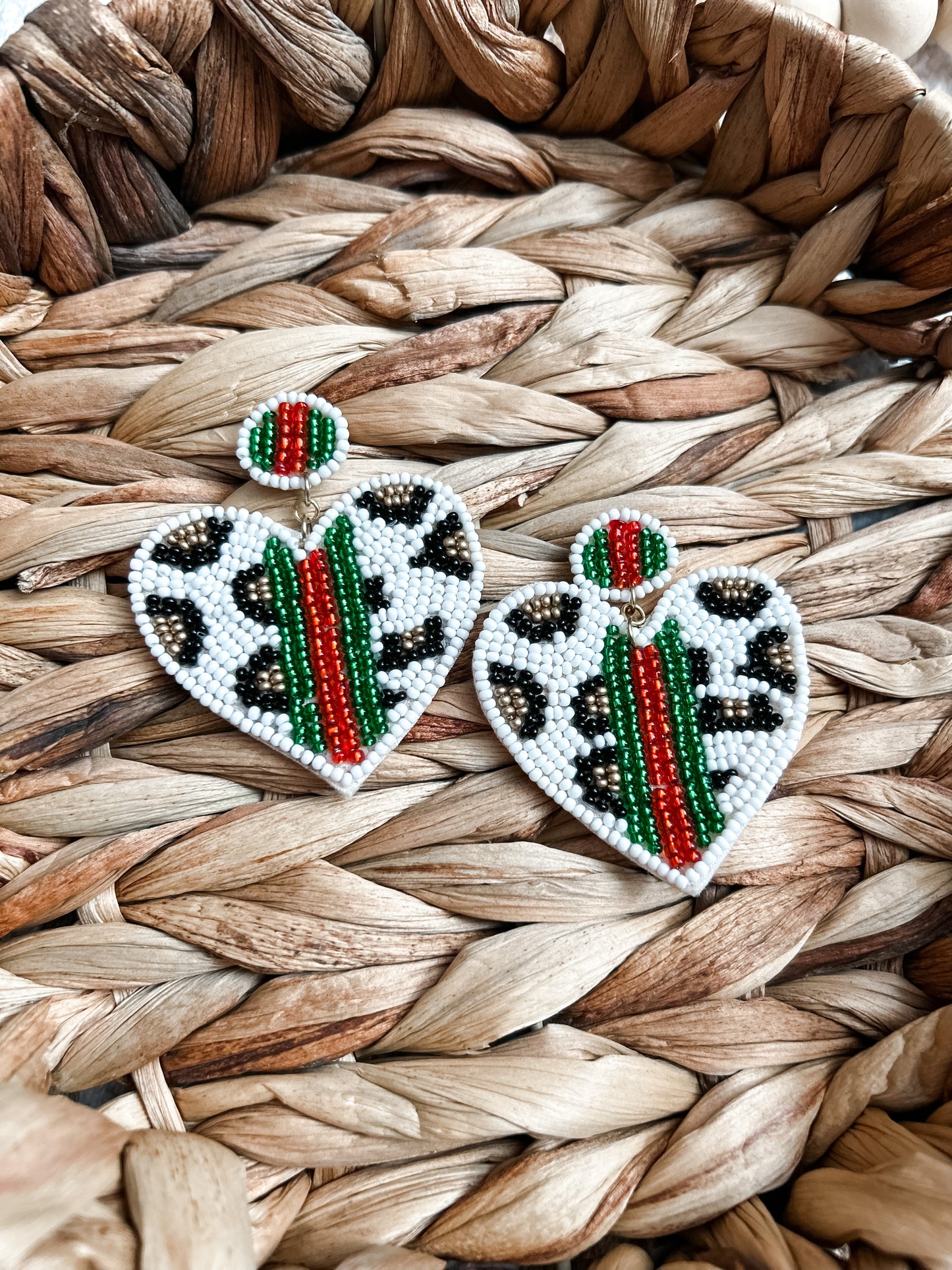 Seed Bead Heart earrings