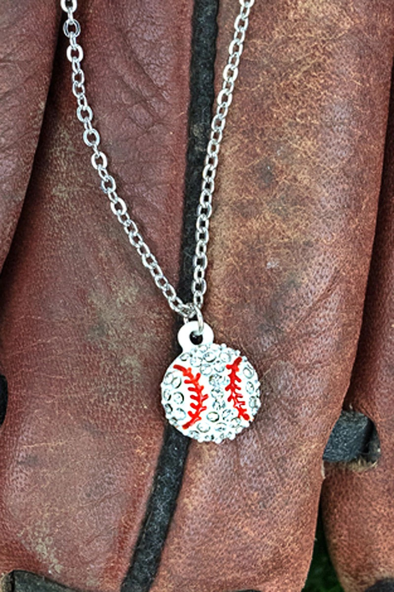 Baseball Crystal Pendant Necklace