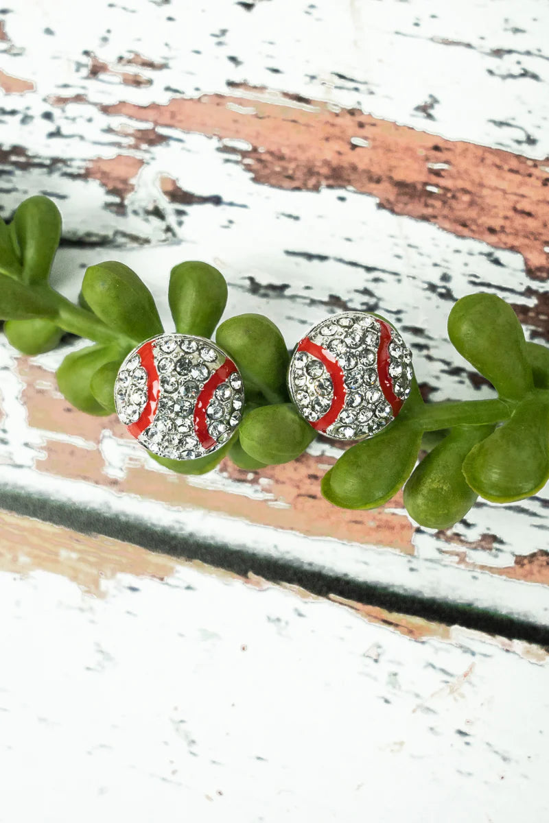 Baseball Crystal Stud Earrings