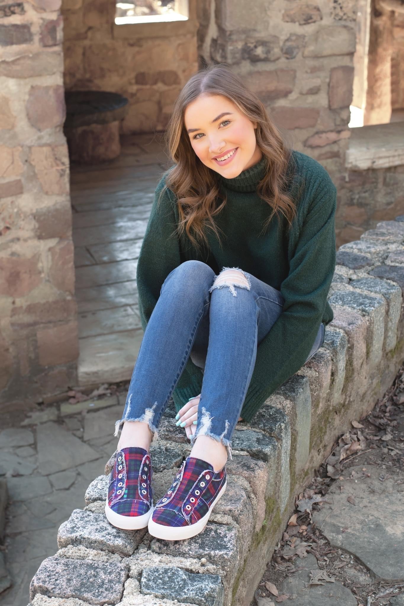 Navy Plaid Tartan Babalu Sneakers