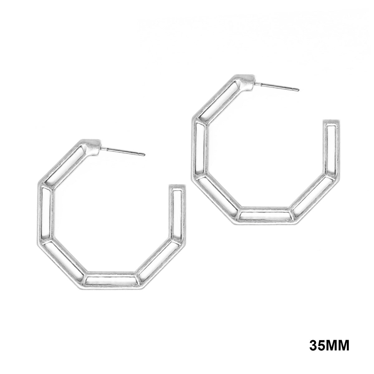 Silver Octagon Hoop Earrings