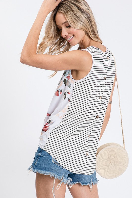 Floral Button Back Top