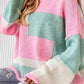Colorblock Round Neck Drop Shoulder Sweater
