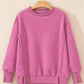 Slit Round Neck Long Sleeve Sweatshirt