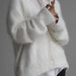 Fuzzy Button Long Sleeve Cardigan