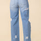 Distressed Straight Leg Jeans