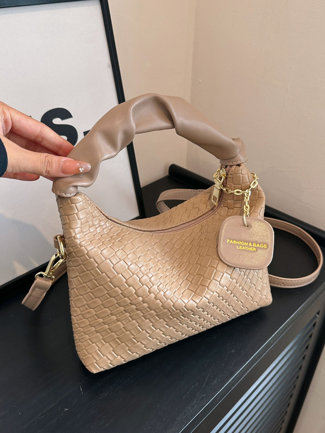 Faux Leather Woven Purse