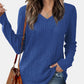 Vneck Long Sleeve Solid Shirt