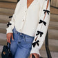 Bow Vneck Cutout Sleeve Cardigan