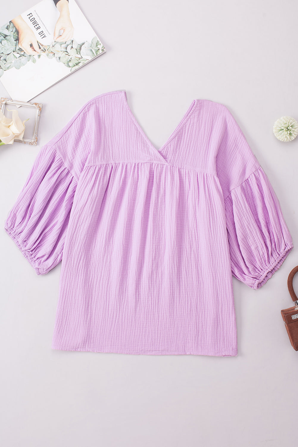 *APP EXCLUSIVE* Dropped Shoulder Vneck Blouse