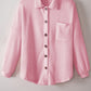 Waffle-Knit Collared Neck Long Sleeve Shirt