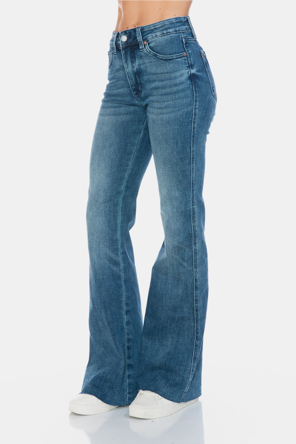 Judy Blue Tummy Control Raw Hem Flare Jeans