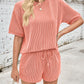Ribbed Top and Drawstring Shorts Set