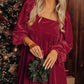 Square Neck Long Sleeve Velvet Dress