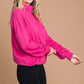 Hot Pink Half Zip Long Sleeve Sweatshirt