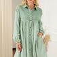 *APP EXCLUSIVE* Buttoned Collared Neck Dropped Shoulder Shirt Dress