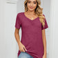 Ruched V-Neck Short Sleeve T-Shirt