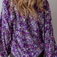Floral Tie Neck Long Sleeve Blouse