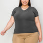 Basic Solid Vneck High-Low Tee