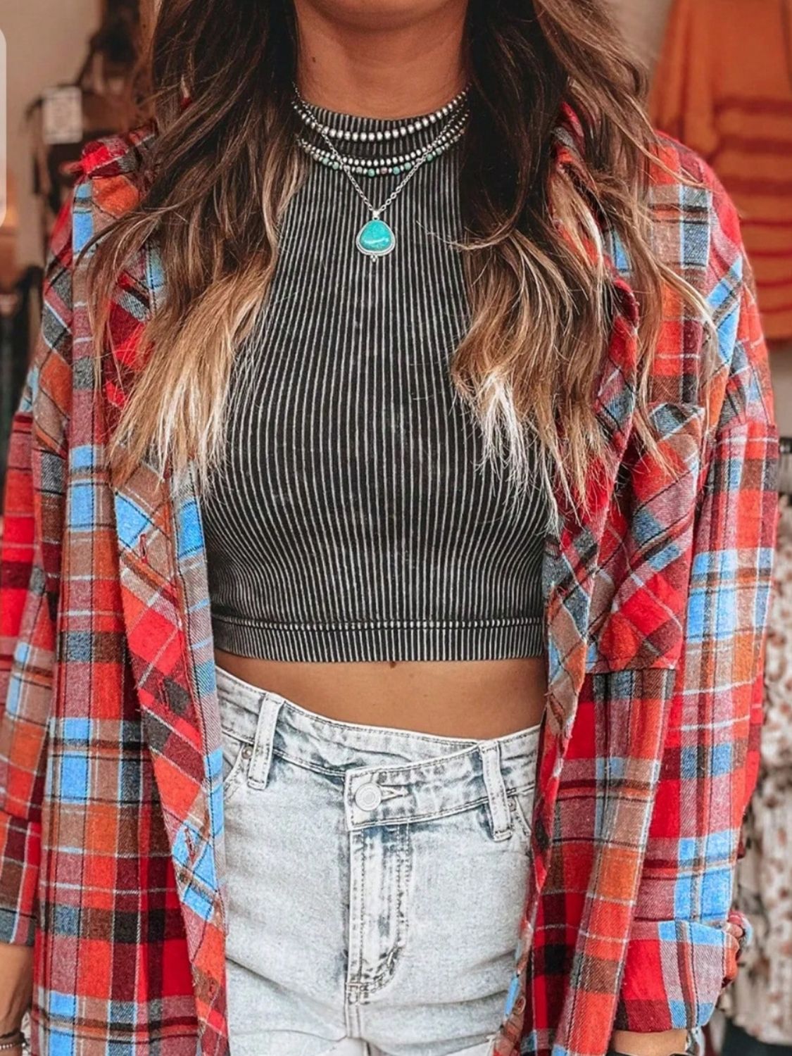 Plaid Flannel Long Sleeve Shirt