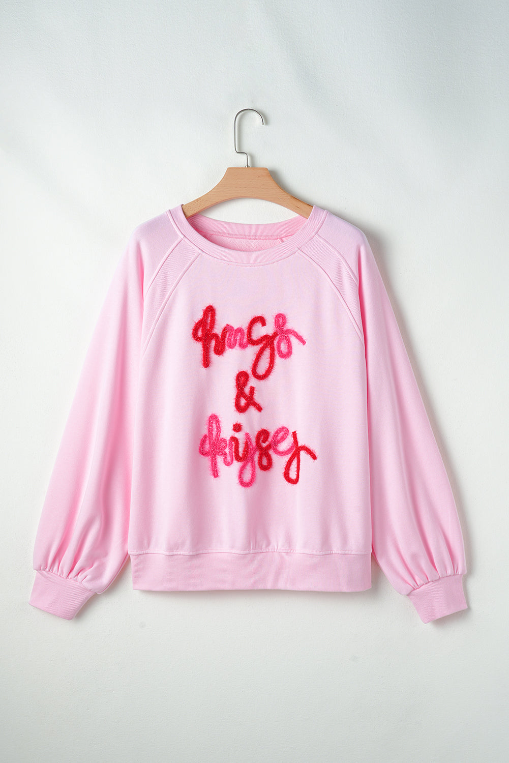 Valentines Day HUG AND KISSES Round Neck Sweatshirt