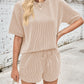 Ribbed Top and Drawstring Shorts Set