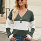 Colorblock Vneck Long Sleeve Top