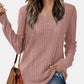 Vneck Long Sleeve Solid Shirt