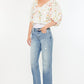 Kancan Frayed Hem Straight Jeans