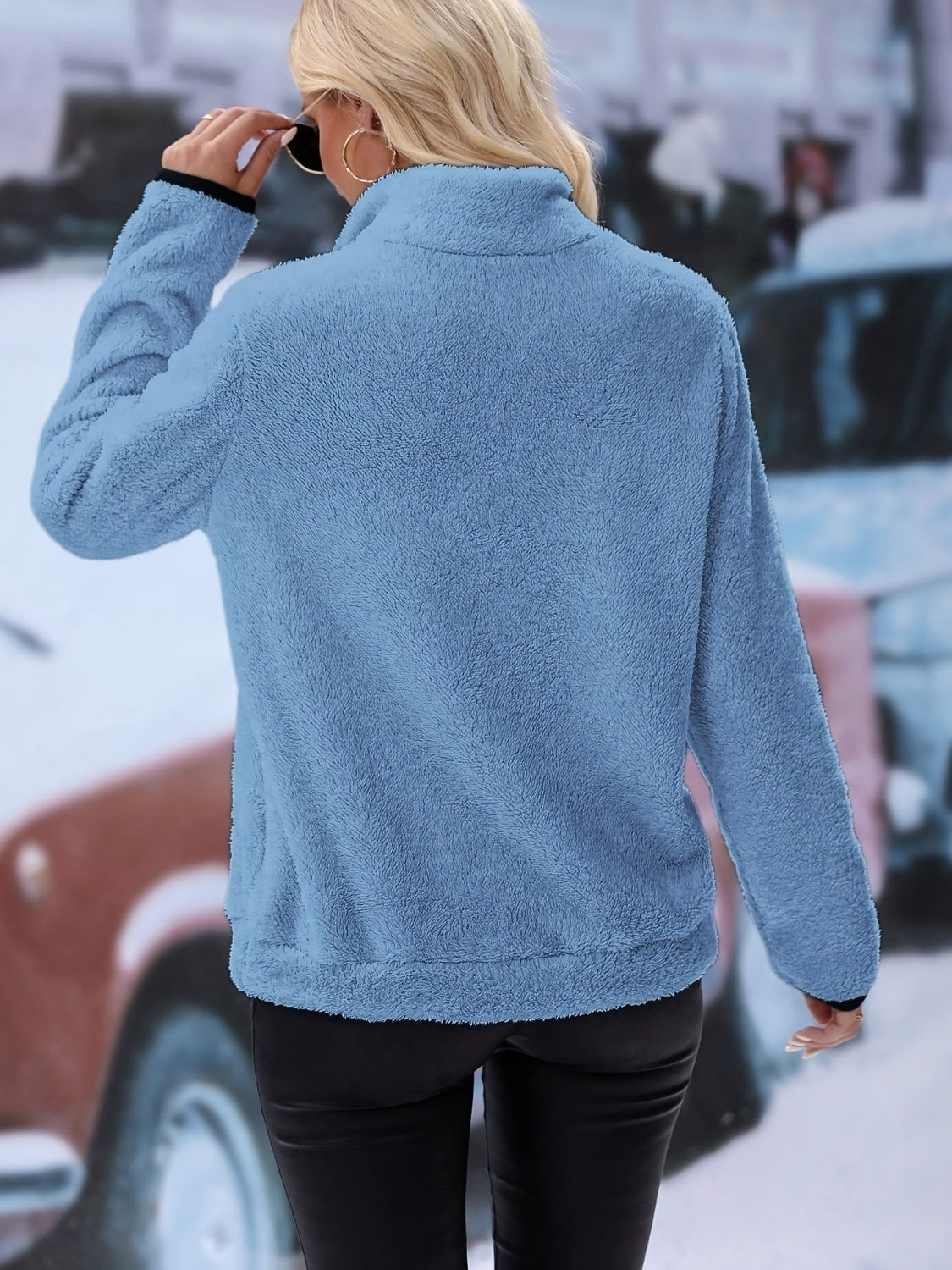 Half Zip Long Sleeve Fleece Lined Sweatshirt