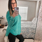 Waffle Knit Oversized Long Sleeve Top