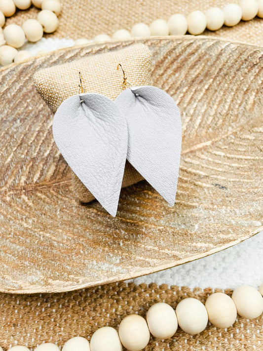Grey Teardrop Faux leather Earrings