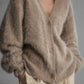 Fuzzy Button Long Sleeve Cardigan