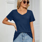 Ruched V-Neck Short Sleeve T-Shirt