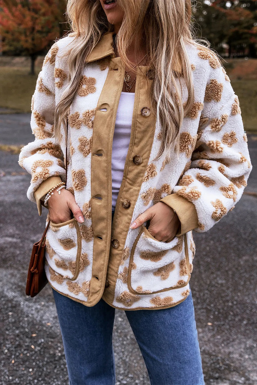 Retro Flower Sherpa Jacket