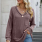 Exposed Seam Vneck Long Sleeve T-Shirt