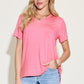 Basic Solid Vneck High-Low Tee