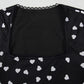 Heart Square Neck Long Sleeve Bodysuit