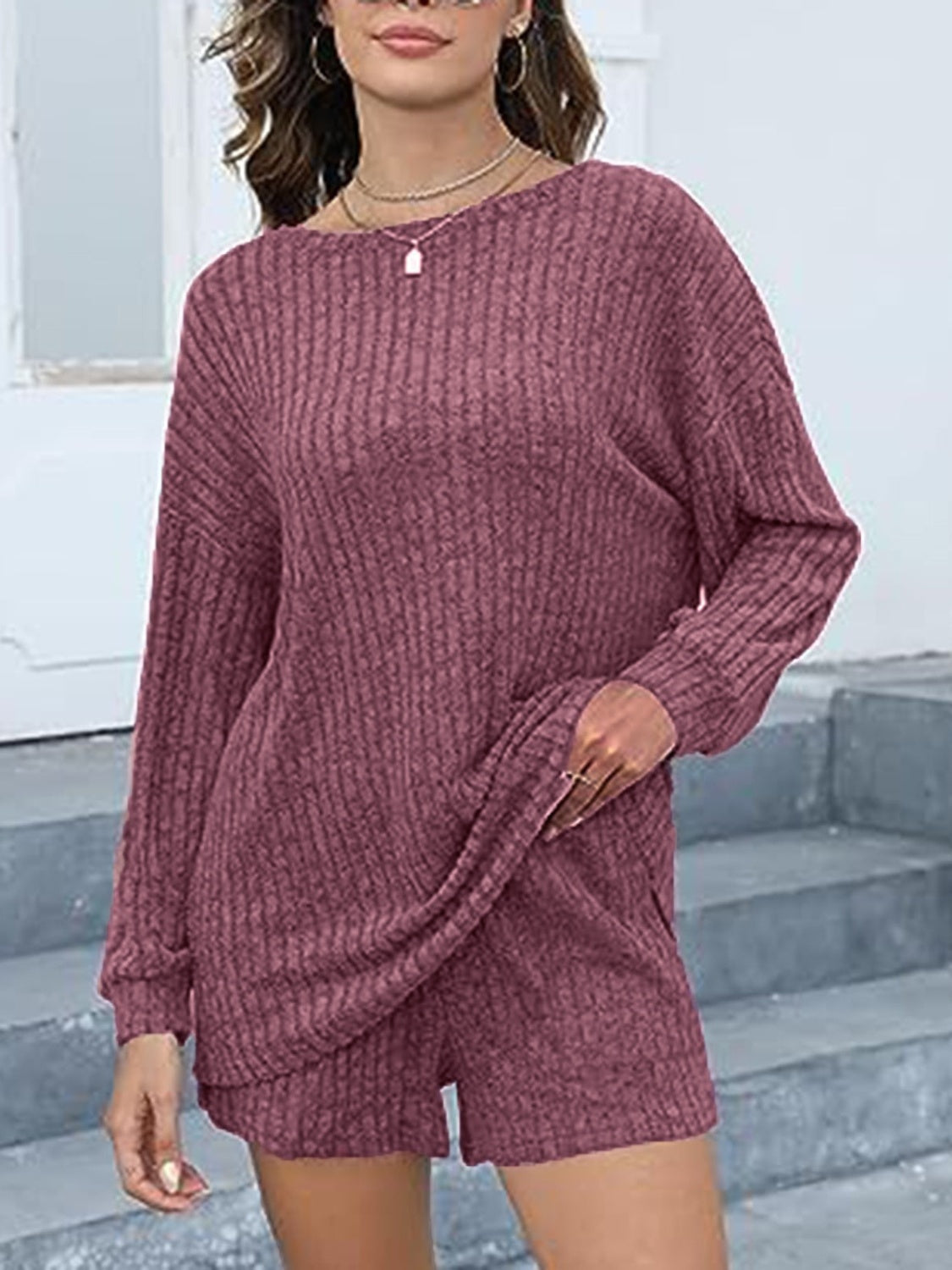 Lounge Worthy Dropped Shoulder Top and Shorts Set