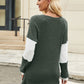 Colorblock Vneck Long Sleeve Top
