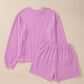 Textured Lounge Top and Shorts Set