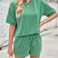 Ribbed Top and Drawstring Shorts Set
