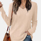 Vneck Long Sleeve Solid Shirt