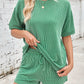 Ribbed Top and Drawstring Shorts Set