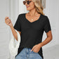 Ruched V-Neck Short Sleeve T-Shirt