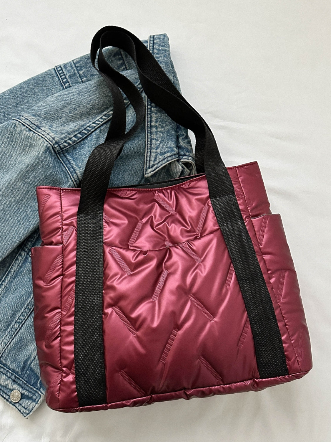 Puffer Tote Bag with Side Pockets