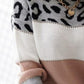 Leopard Colorblock Round Neck Long Sleeve Sweater