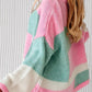 Colorblock Round Neck Drop Shoulder Sweater