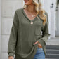 Exposed Seam Vneck Long Sleeve T-Shirt