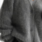 Fuzzy Button Long Sleeve Cardigan